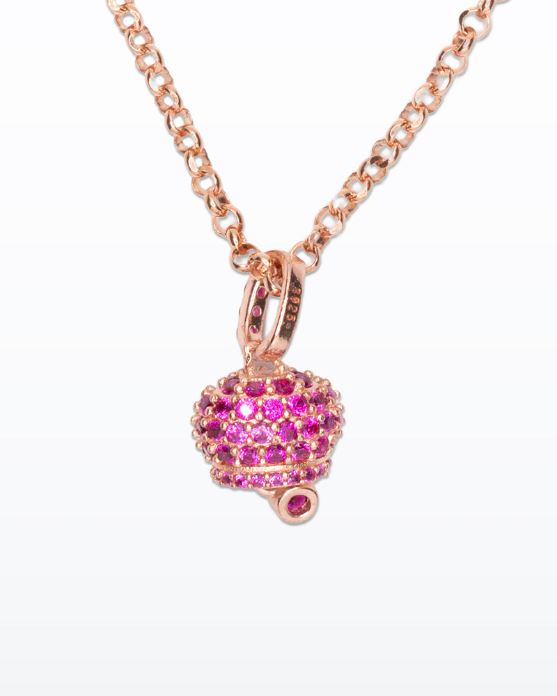 Capri Bell – Collana in argento rosa con charm brillante